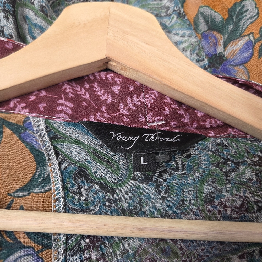 Young Threads Patchwork Multicolor Open Front Car… - image 8